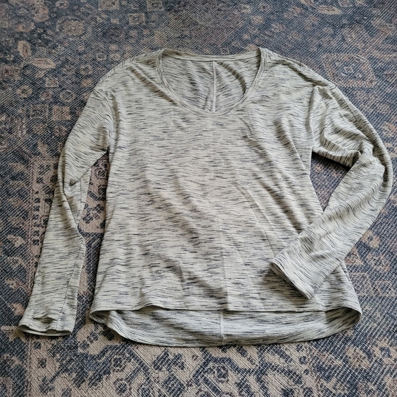 Lululemon Meant To Move Long Sleeve Tiger Space Dye Black White Scoop Neck Gray - Picture 4 of 10